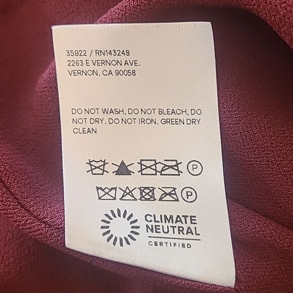 Reformation Brandi Smocked Mini Dress Relaxed Fit Chiffon Burgundy Size XL - Picture 13 of 15